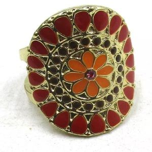 Bronze Metal Flower Design Saddle Style Ring